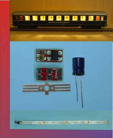 Waggonbeleuchtung 250 H0 digital fertig bestückte Platine SMD Streifen warmweiß